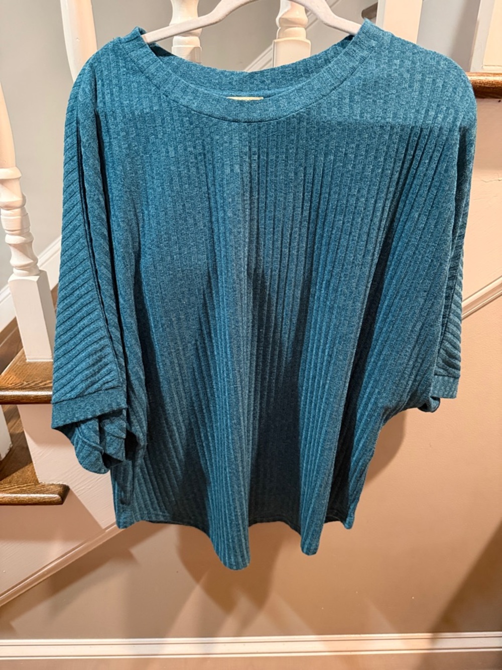 Kori Teal Ribbed Knit Pullover